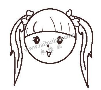 自画像简笔画画法 - 发帘和蝴蝶结