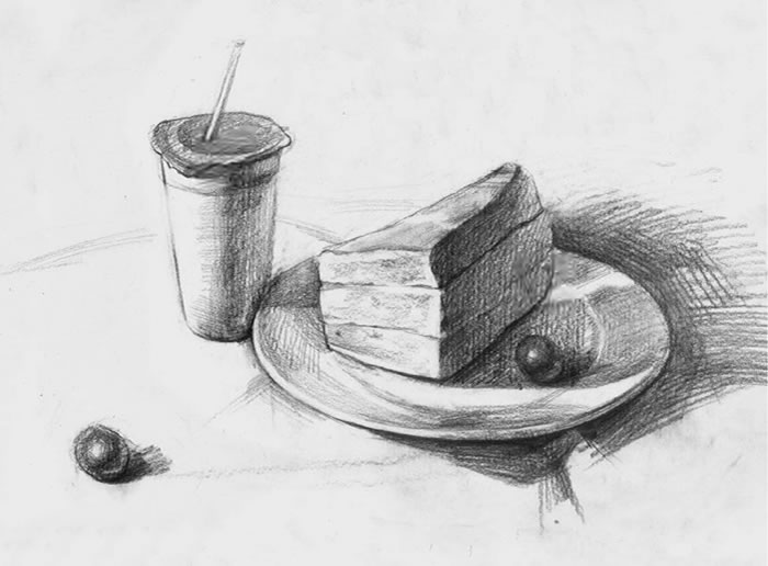 素描面包和酸奶
