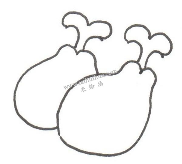 双鸡腿的卡通画法步骤三