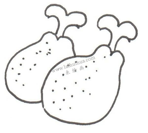双鸡腿的卡通画法步骤四