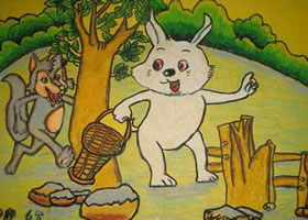 小兔子蜡笔画