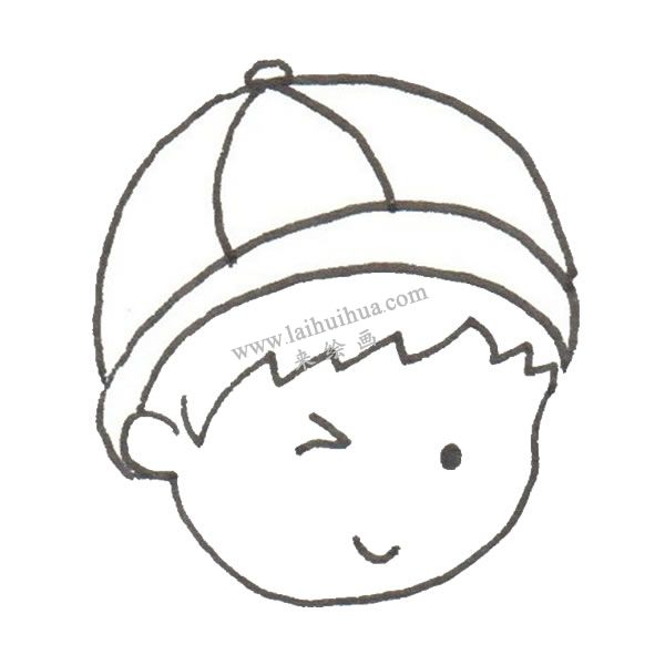 小孩子放烟花的卡通绘画步骤一