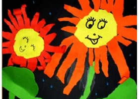 撕纸太阳花儿童画