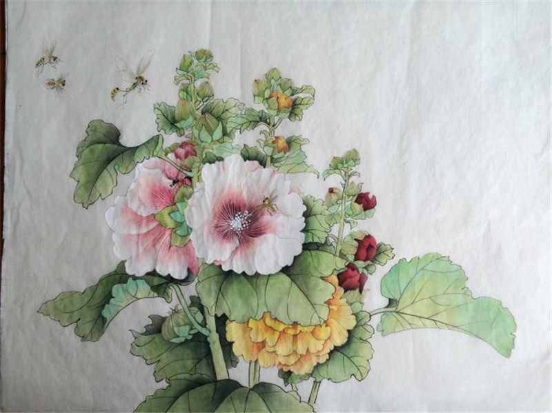 国画蜀葵花技法
