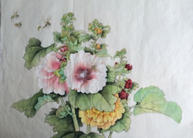 国画蜀葵花技法