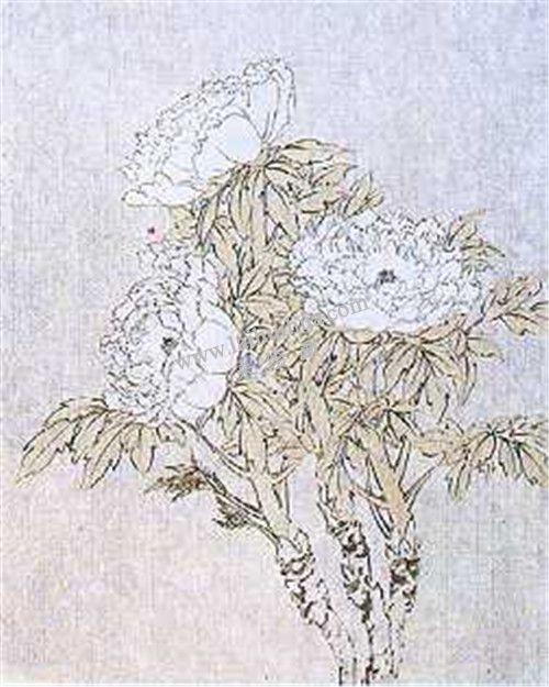 牡丹国画第二步画法：添叶色