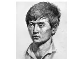 素描男性头像写生