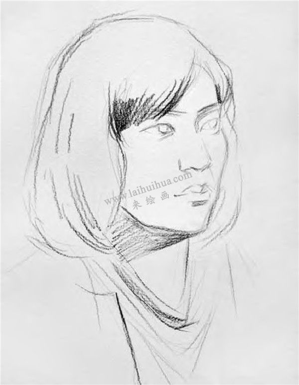 女性素描头像写生画法 步骤一