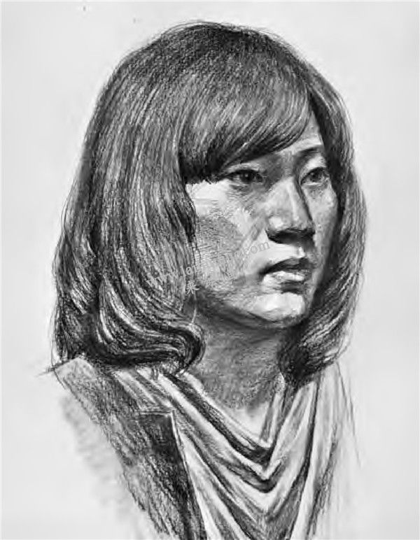 女性素描头像写生画法 步骤四