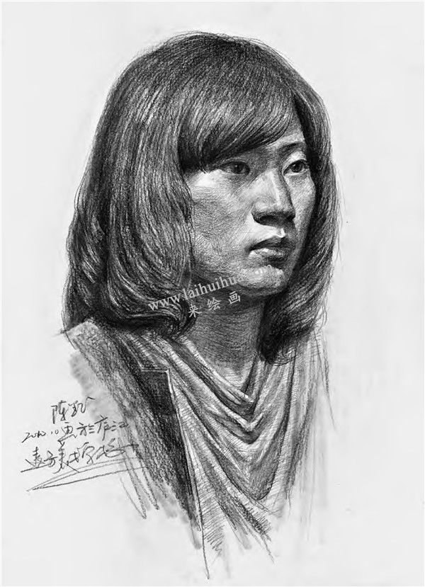 女性素描头像写生画法