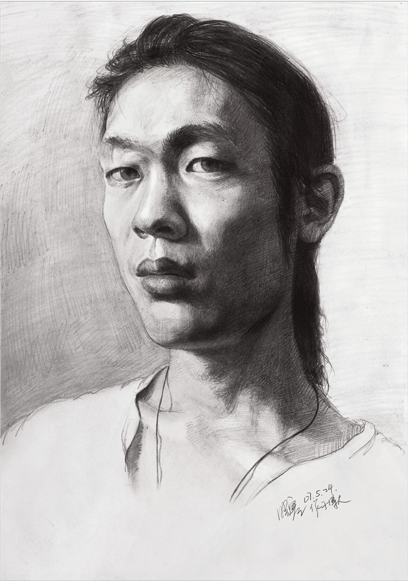 素描男青年头像的步骤