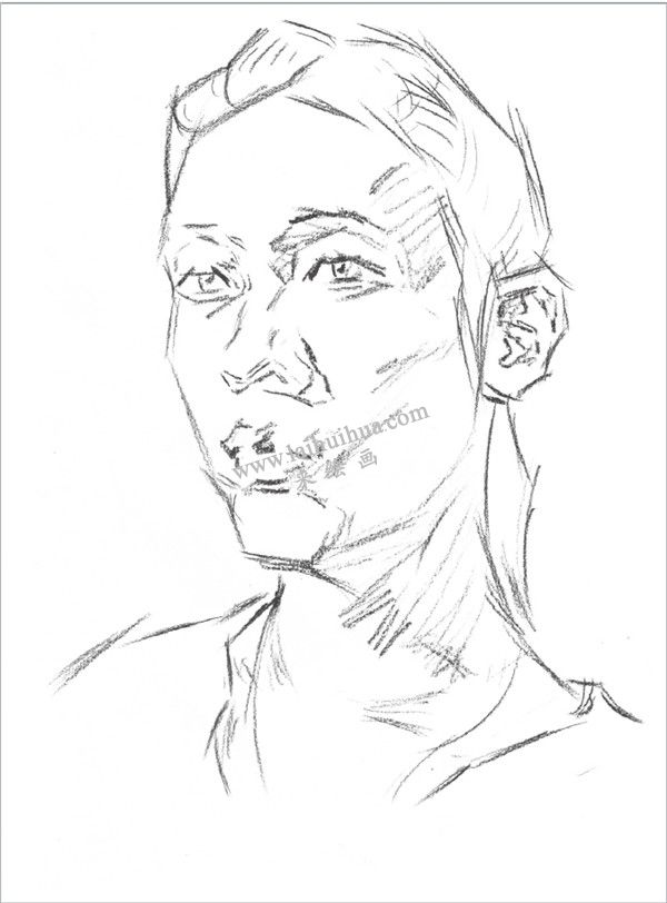 素描男青年头像的步骤 二