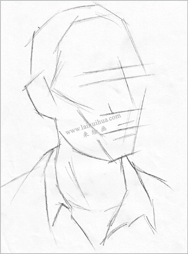 素描短发男青年头像的绘画步骤 一