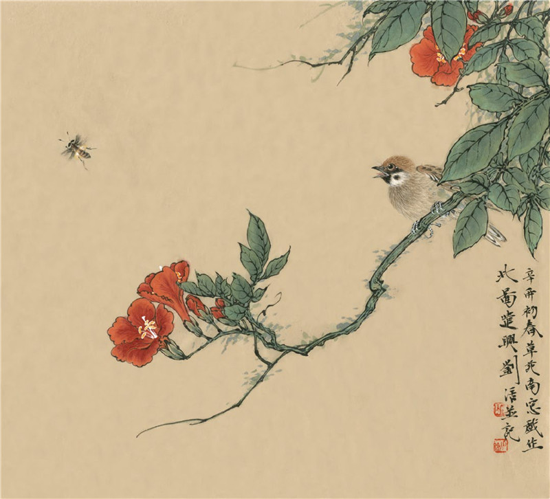 凌霄花的国画画法