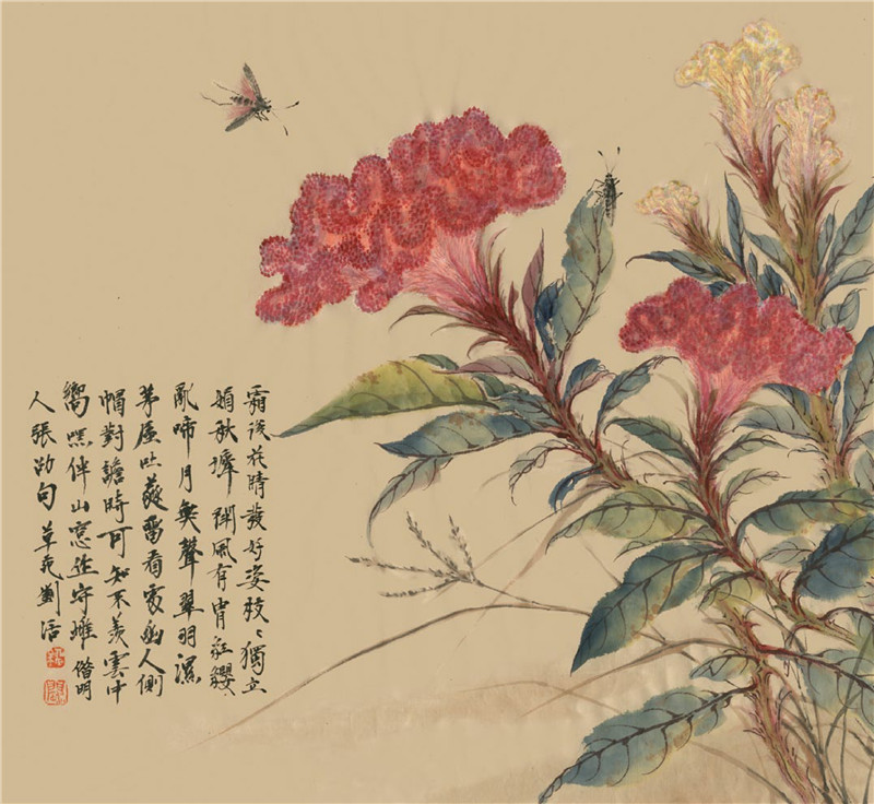 鸡冠花国画画法范例