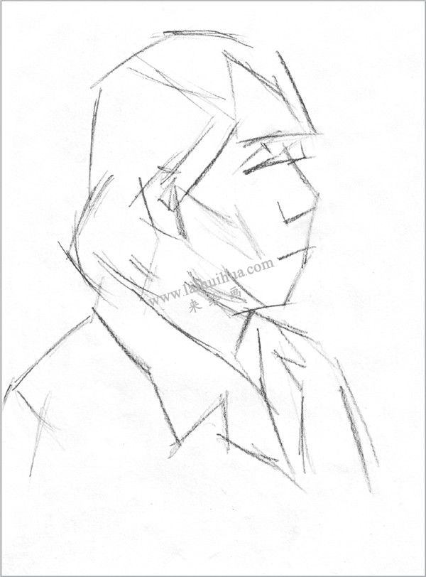 素描中年女性头像的绘画步骤 一