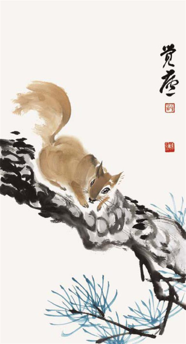 松鼠的国画画法