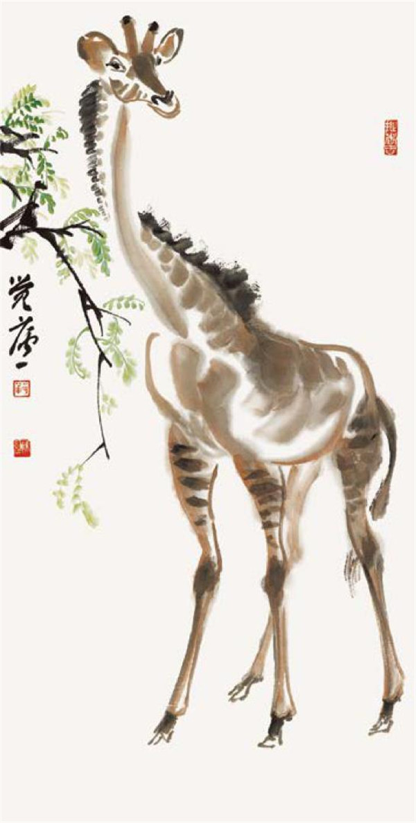 长颈鹿的国画画法步骤