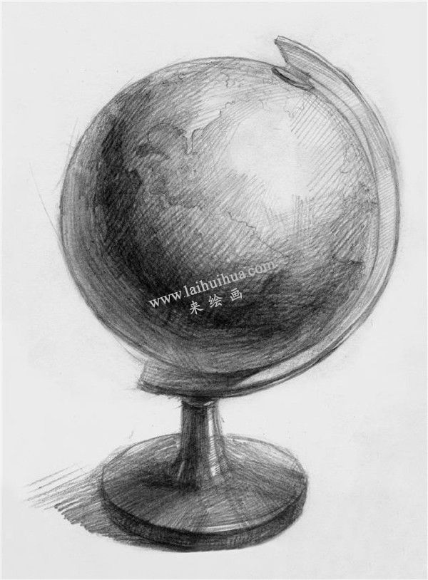素描地球仪的画法步骤 