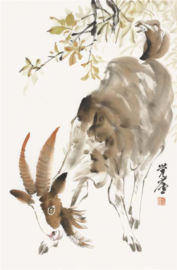 山羊的国画画法步骤