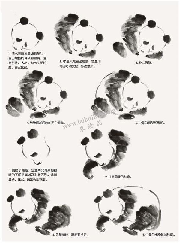 熊猫的国画画法步骤