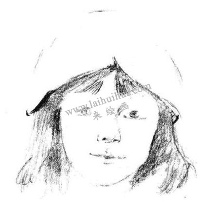 素描戴帽子的小女孩画法步骤 二