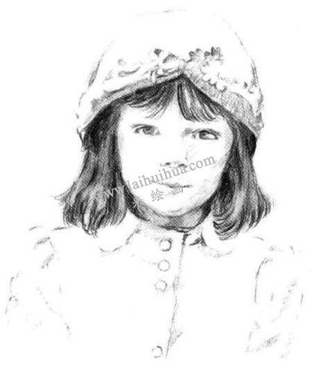 素描戴帽子的小女孩画法步骤 五