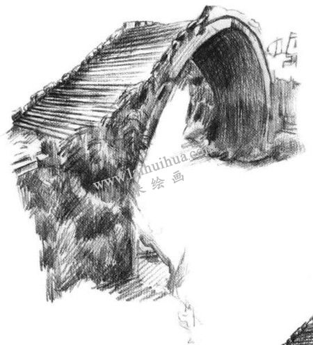 小桥的素描方法步骤 三