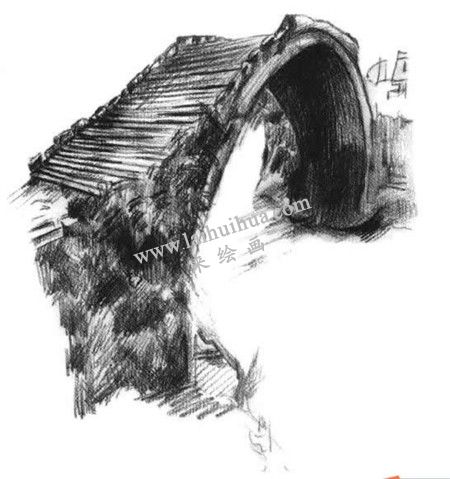 小桥的素描方法步骤 四
