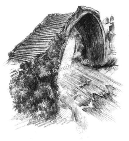 小桥的素描方法步骤 六
