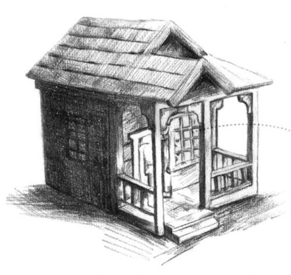 小木屋的素描绘画方法步骤