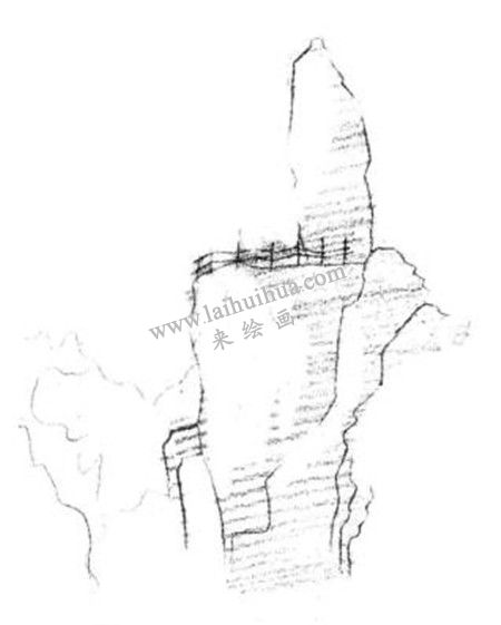 奇峰怪石的素描绘画方法步骤 二