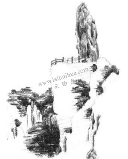奇峰怪石的素描绘画方法步骤 四