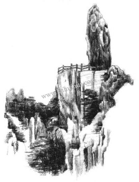 奇峰怪石的素描绘画方法步骤 五
