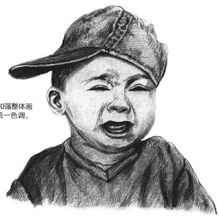 哭泣的男孩素描绘画步骤