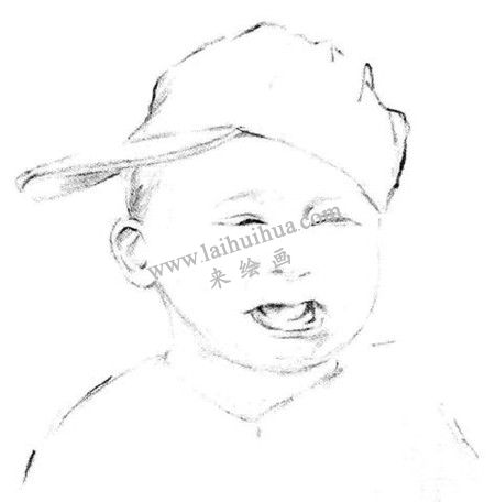 哭泣的男孩素描绘画步骤 二