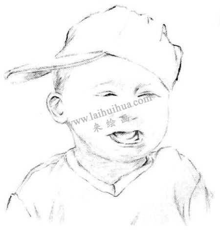 哭泣的男孩素描绘画步骤 三