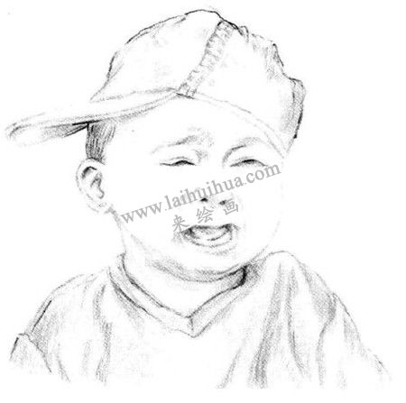 哭泣的男孩素描绘画步骤 五
