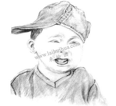 哭泣的男孩素描绘画步骤 七