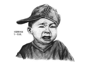 哭泣的男孩素描绘画步骤