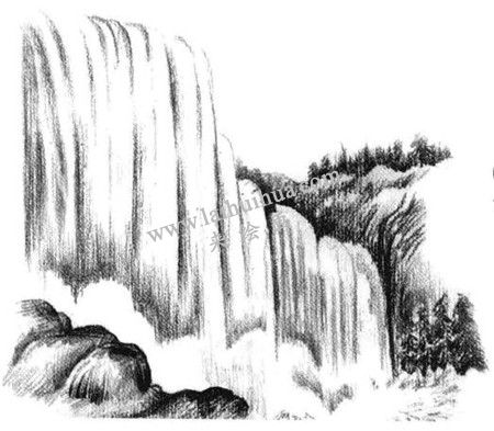 瀑布的素描方法步骤 五