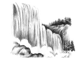 瀑布的素描方法步骤