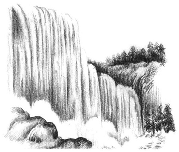 瀑布的素描方法步骤