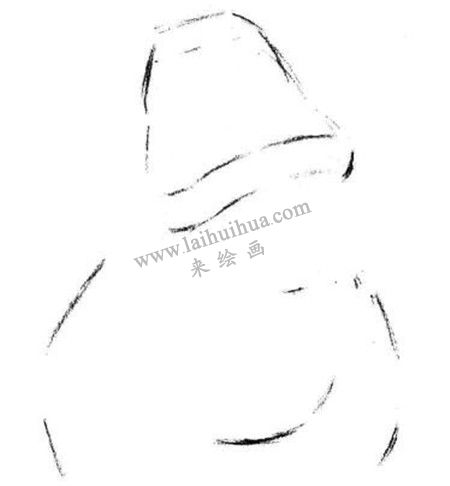 带圣诞帽的婴儿素描画法步骤 一