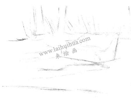公园一角的素描绘画方法步骤 一