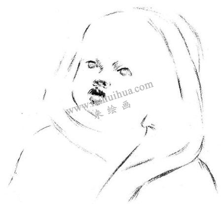 素描双眼皮男婴的绘画方法步骤 三