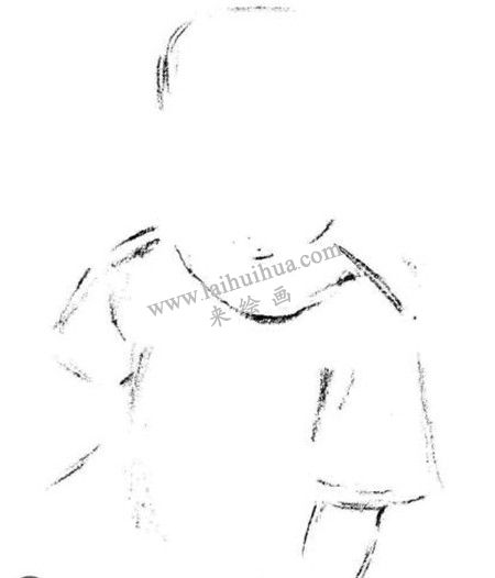 素描在沙滩玩的孩子画法步骤 一