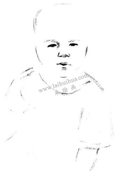 素描在沙滩玩的孩子画法步骤 二