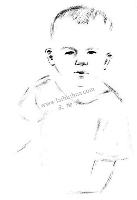 素描在沙滩玩的孩子画法步骤 三