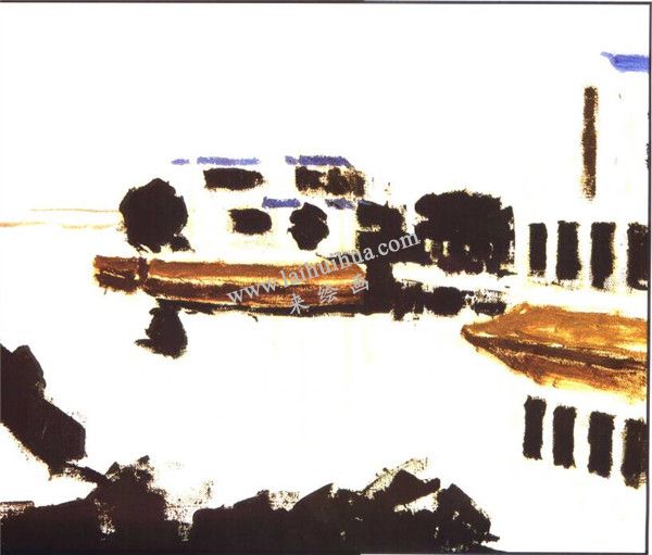 《淀山湖旁》油画的画法步骤 一